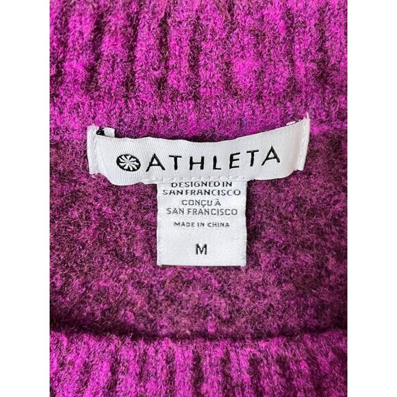 Athleta Jacquard Crew Sweater Ombre Purple Burgundy Wool Blend Medium - Picture 6 of 8